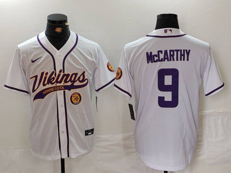 Men Minnesota Vikings #9 Mccarthy White Joint Name 2024 Nike Limited NFL Jersey style 3